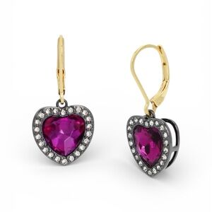 Kurt Geiger Pink and Gold Heart Lever Back Drop Earrings